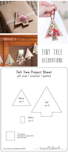 the tiny tree decorations project sheet is shown