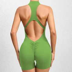 Get ready to romp and conquer your workout with the V-Scrunch Active Romper. Featuring removable bra padding and a 3/4 front zipper for customizable comfort. The halter racer-back design offers added support while the scrunch butt detail adds a playful touch (without revealing too much). You'll be the envy of the gym! Product Details: Nylon Removable bra padding 3/4 front zipper Halter Racer-back Design Scrunch butt detail Imported Healthy Fruit, Jumpsuits And Romper, Yoga Set, One Piece Suit, Confident Woman, Active Wear Outfits, Sleeveless Jumpsuits, Short Jumpsuit, One Piece For Women