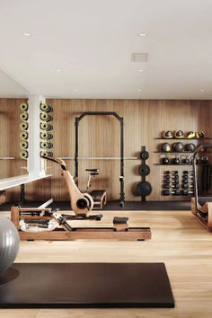 there is a gym with exercise equipment in the room