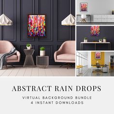 abstract rain drops virtual background bundle 4 instant downloads for photoshopping and painting