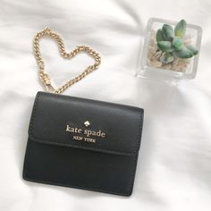 100% Authentic Guaranteed New Kate Spade Madison Saffiano Leather Small Card Case Wallet Black Kc591 $159 Details Saffiano Leather Polished Blue Gold Tone Hardware Snap Closure Outside Zipper Pocket 6 Slip Pockets For Cards And Id Chain Strap Making It Easy To Attached Inside A Tote, Backpack, Or Inside A Purse 4" (L) X 3" (H) X 1" (W) Card Case Wallet, Small Cards, Kate Spade Bag, Tote Backpack, Chain Strap, Card Case, Blue Gold, Snap Closure, Zipper Pocket