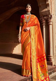 Orange silk festival wear saree 1375  Desc:  Color : Orange Fabric : Silk Work : Embroidery Wash Care : Dry clean Sleeve Style : Half Sleeve Long Sleeves : Done only in Custom Stitch Sleeves Lining : Done only in Custom Stitch Bust Size : 32 to 42 Inches Occasion : Festival   Christmas   Diwali   Party Wear   Engagement   Ceremonial   Baby Shower   Pongal   Lohri   Raksha Bandhan. With Express Free Shipping and Custom Stitching, Buy Indian Wedding Party Wear Saree Orange silk festival wear saree Fancy Saree, Orange Saree, Indian Blouse, Designer Sarees Online, Art Silk Sarees, Designer Blouse, Indian Sari, Blouse Work, Wear Saree