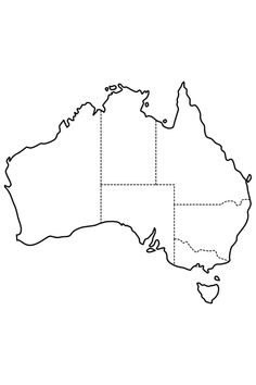 the outline map of australia on a white background