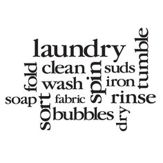 the words laundry are written in black and white