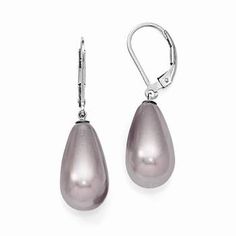 Metal: Sterling SilverFree U.S. Shipping for orders over $99 Protected by our 30-Day Risk Free Returns! Nautical Jewelry, Purple Pearl, Packaging Gift, Pearl Collection, Leverback Earrings, Pearl Types, White Earrings, Shell Beads, Pearl Jewelry