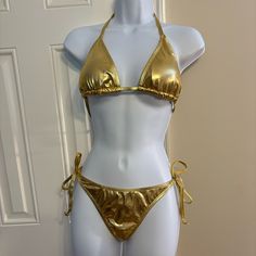 Nwot Shein String Bikini Set L Is Super Cute, But Daughter Decided She Wasn’t Gonna Wear It. It Has String Tie Top, And Bottom And Padded At The Top. Size: Large Smoke, Free, Pug Friendly Home Bundle, And Save Gold Tie-side Bottom Swimwear For Swimming, Gold Fitted Swimwear For The Beach, Fitted Gold Swimwear For Summer, Gold Fitted Swimwear For Beach, Fitted Gold Swimwear For Beach, Gold Tie-side Bottom Swimwear For Pool, Gold Tie-side Swimwear For Pool, Fitted Gold Swimwear With Triangle Top, Gold Fitted Beachwear Swimwear