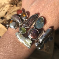 sterling silver heirloom statement pearl multi gemstone Bracelet Lemon Quartz Ring, Multi Gemstone Bracelet, Long Ring, Dope Jewelry, Funky Jewelry, Jewelry Lookbook, Dream Jewelry, Pretty Jewellery, Jewelry Inspo