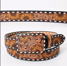 Sunny Belt-Belts-Branded Envy Tooled Leather Belts Cheetah, Hand Tooled Leather Necklace, Punk Accessories, Belt Men, Hand Painted Leather, Leather Belts Men, Hand Tooled Leather, Western Belts, Western Leather