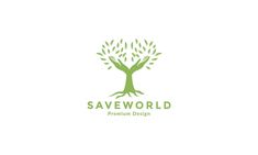 the logo for save world, which is designed to look like a tree with hands reaching out