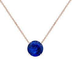 This stunning Solitaire Floating Pendant necklace feature a 4-Prong setting in a glistening 14k rose gold metal. The pendant include dazzling blue sapphire round-cut gemstone with a total weight of 0.75 ct. The pendant comes with a matching 18-inch box chain that secures with a spring ring clasp. Black Diamond Pendant, Black Diamond Studs, Halo Diamond Earrings, Solitaire Diamond Pendant, Blue Sapphire Pendant, Colored Diamond Rings, Blue Sapphire Gemstone, Sapphire Solitaire, Black Diamond Ring