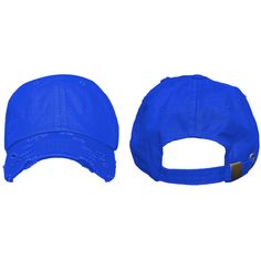 Premium Distressed Dad Cap 100% Cotton Premium Headwear Low Profile Unstructured Dad Hat Adjustable Brass Metal Buckle Closure Great Fit for Most Head Sizes One Size Fits Most 6 Panel Structure 6 Embroidered Eyelets Distressed Blue Hat With Adjustable Fit, Distressed Blue Hat With Curved Brim, Blue Distressed Hat With Curved Brim, Hip Hop Blue Cap, Adjustable Distressed Blue Hat, Distressed Blue Cap, Blue 5-panel Baseball Cap For Sports Events, Royal Blue Baseball Hat, Blue Hip Hop Baseball Cap