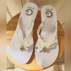 Nwot Guess White Wedge Sandals White Wedge Heel Flip Flops For Beach, White Wedge Heel Casual Flip Flops, White Wedge Heel Flip Flops Casual Style, White Wedge Heel Flip Flops, Casual White Wedge Heel Flip Flops, White Wedge Sandals, Guess Shoes, Womens Shoes Wedges, Wedge Sandals