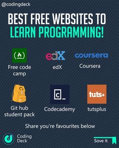 the best free website to learn programming for students and teachers with codecademy, tutsplus, share your favolties below