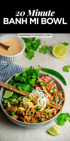 Ground Pork Recipes Easy, Banh Mi Bowl, Pork Bowl Recipe, Pork Banh Mi, Noodles Spicy, Ground Pork Recipes, Pork Noodles, Pork Recipes Easy, Asian Pork