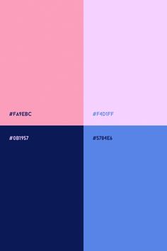 Pink and blue color palette: Soft pink, lilac, bright blue and navy blue color combination Navy Blue And Pink Palette, Pink Blue Colour Scheme, Navy Blue And Pink Colour Palette, Royal Blue And Pink Color Palette, Navy And Pink Palette, Periwinkle And Red Color Palettes, Blue And Pink Pallete Color, Denim And Pink Color Palette, Dark Blue Pink Color Palette