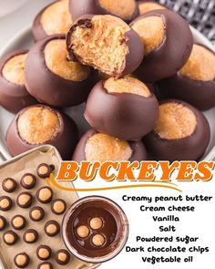 chocolate covered peanut butter cream cheese balls in a bowl