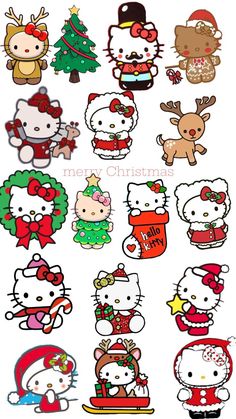 hello kitty christmas stickers on a white background