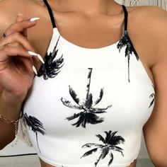 Palm Tree Crisscross Bikini Top