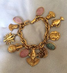 Vintage Luxury Charm Bracelet, Luxury Pink Jewelry Collectible, Luxury Pink Collectible Jewelry, Jewelry Accessories Ideas