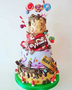 a birthday cake with candy and candies on top