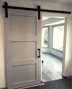 3 Panel Shaker Barn Door | White Shanty Shaker Barn Door, 3 Panel Door, White Barn Door, Barn Door Closet, Custom Barn Doors, Interior Sliding Barn Doors, Barn Door Designs, Diy Barn Door