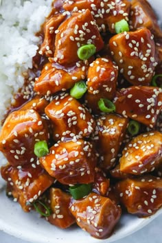 an image of instant pot sesame chicken on a plate