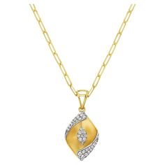 The pendant is made from high-quality 14k gold, giving it a luxurious and radiant shine. The petal design is intricately crafted, with a depth illusion that adds a touch of visual interest and texture to the piece. 14KT:4.171g, Diamond:0.35ct Luxury Gold Pear-shaped Necklace, Exquisite Luxury Pear-shaped Necklace, Exquisite Gold Pear-shaped Necklace, Fine Jewelry Diamond Pear-shaped Pendant, Luxury Exquisite Pear-shaped Necklace, Art Deco Diamond, Indian Art, Halo Diamond, Halo