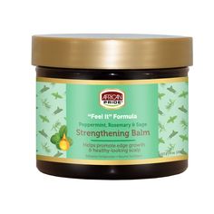 The Feel It Formula Strengthening Balm is infused with Peppermint, Rosemary & Sage Oil, to stimulate your scalp and strengthen your edges and nape. Helps prevent hair breakage, even as you change your styles. Helps promote Edge Growth & Healthy-looking Scalp Peppermint Oil: Promotes hair growth and helps to increase hair follicle thickness Rosemary Oil: Stimulates the roots and increases scalp circulation Sage Oil: Helps prevent hair loss, Soothes scalp irritation and restores a healthy shine Ap Edge Growth, Prevent Hair Breakage, Rosemary Sage, Mens Hair Colour, Sage Oil, Rosemary Oil, Flat Iron Hair Styles, Peppermint Oil, Color Shampoo