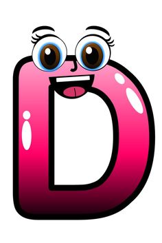 the letter d with eyes and tongue sticking out