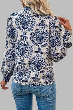 The802Gypsy  Tops/Blouses & Shirts Sky Blue / S TRAVELING GYPSY-Bohemian Printed Lace Styled Blouse ⏹️ Bohemian Print, Bohemian Look, Free Spirited, Lace Fashion, Blue Blouse, Shoulder Length, Up Styles, Lace Detail, Boho Chic