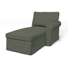 a small chaise lounge chair with the cover pulled down to reveal it's seat cushion