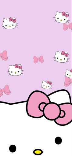 the hello kitty wallpaper is pink and has many bows on it's head