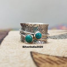 Turquoise Ring, Promise Ring, 925 Silver Ring, Meditation Ring, Thumb Ring, Women Ring, Bohemian Ring, Fidget Ring, Spinner Ring, Band Ring Welcome to Our Shop Style : Spinner Ring Materials: 925 Sterling Silver Gemstone : Turquoise Handling Time: 1-2 Working Days Thank You So Much For Visiting Our Shop Adjustable Bohemian Turquoise Promise Ring, Bohemian Turquoise Toe Ring As Gift, Bohemian Adjustable Emerald Open Ring, Bohemian Emerald Adjustable Open Ring, Bohemian Adjustable Turquoise Stackable Rings, Turquoise Open Ring Midi Rings As Gift, Turquoise Open Midi Rings As Gift, Bohemian Adjustable Stackable Rings For Anniversary, Bohemian Stackable Adjustable Rings For Anniversary