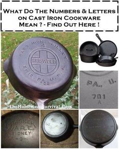 an advertisement for cast iron cookware with pictures of the names and numbers on it