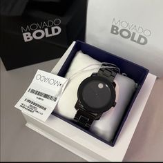 Black Womens Movado Luxury Watch. Comes With Box, Mini Booklet, Tag And Box Cover. Originally $1000 Designer Black Diamond Watch With Diamond Hour Markers, Modern Black Diamond Watch, Modern Black Round Diamond Watch, Luxury Black Diamond Watch With Metal Dial, Black Round Diamond Watch For Gift, Black Diamond Watch Round Shape For Gift, Black Round Diamond Watch As Gift, Black Round Diamond Watch Gift, Luxury Black Jewelry And Watches With Diamond Hour Markers