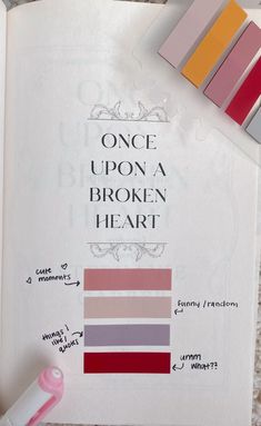 once upon a broken heart by stephanie garber | #books #bookstoread #bookstagram #bookaesthetic #aesthetic Book Sticky Notes Guide, Highlight Book Ideas, Romance Book Annotation Key, Sticky Tabs Book, Book Annotation Aesthetic, Once Upon A Break Heart, Annotation Key, Book Annotation Key, Annotation Guide