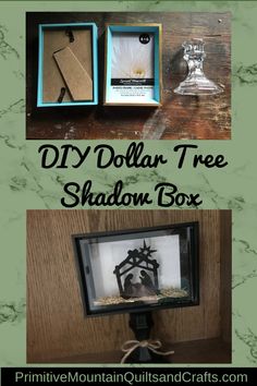 the diy dollar tree shadow box is made from an old window frame