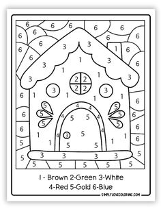 the color by number coloring page for children to learn how to draw and color with numbers