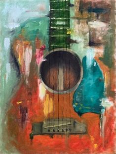 an abstract painting of a guitar