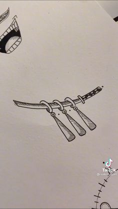 a drawing of scissors being cut by a pair of scissors on top of a piece of paper