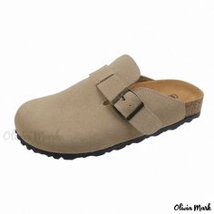 Olivia Mark - Stylish Platform Slip-On Sandals with Unique Backless Design Slippers With Arch Support, Mary Jane High Heels, Birkenstock Women, Sporty Casual, Suede Mules, Footbed Sandals, Casual Flat Shoes, Slippers Cozy, Backless Design