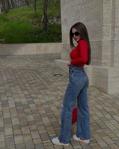 Red Ootd, Top Manga Larga, Cute Ootd, Casual Chic Outfits, Top Manga, Best Winter Outfits, Casual College Outfits, Stylish Summer Outfits, Casual Day Outfits