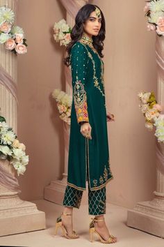 Shadi Dresses, Embroidery Fashion Detail, Colorful Florals, Silk Pant, Wedding Festivities, Gota Work, Shirt Making, Sleeves Designs For Dresses, Beautiful Dress Designs