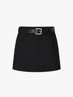 MO&Co. Women's Include Belt Mini Skirt Indulge in sophistication with our premium wool blend fabric skirt. The mini length comes equipped with inner shorts for ease and practicality. The skirt also boasts side pockets and a stylishly included belt, adding an element of exclusivity to this must-have piece. It can be paired with a t-shirt and boots for a cozy and stylish look. Features : - Mini length with inner shorts- Side pockets, belt including- Mock pockets at back Code: MBD2SKTT02The back le Casual Black Mini Skirt With Belt, Black Mini Skirt With Belt, Black High Waist Mini Skirt With Belt Loops, Belted Black Mini Skirt, Black A-line Mini Skirt With Lining, Belted Mini Skirt, Skirt Belt, Black Mini Skirt, Black Belt