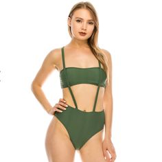 Product Features Two Piece Look With Ease Of One 66+ Uv Protection Rating Bandeau Neckline Soft Bra Cups High-Impact Fit & Sizing Adjustable Overall Straps Elastic Waistband High-Impact High Rise Sits Above The Natural Waist Soft Bra Cups Fabric & Care Lining: Polyester, Spandex Hand Wash Shell: Nylon, Spandex Imported Chic Bandeau Swimwear With Straps, Green Strapless Swimwear With Adjustable Straps, Summer Bandeau Tube Top With Lined Body, Party Bandeau Swimwear With Adjustable Straps, Solid Bandeau Swimwear For Spring, Solid Color Bandeau Swimwear For Spring, Solid Bandeau Swimwear With Straps, Party Bandeau Swimwear With Straps, Spring Solid Color Bandeau Swimwear