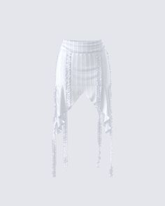 Twirl into the spotlight in this white ruffle skirt, where sass meets chic in every swish and sway 🙌 This flirty essential is crafted from novelty knit fabric and adorned with cascading mesh ruffles and a ruched waistband 🤍 White Ruffle Mini Skirt, Skirt Png, White Ruffle Skirt, Y2k Skirt, Ruffle Mini Skirt, Black Off Shoulder, Graphic Top, White Jersey, Pocket Pants