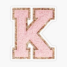 the letter k in pink and gold glitter sticker