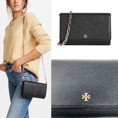 Authentic Nwt Tory Burch Emerson Chain Wallet In Blk Saffiano With Gold Hardware. Approx 7.75”W X 5.5”H X 1.25”D With 23” Strap Drop. Chain Strap With Leather Inset Is Removable Or Can Be Doubled Up To Carry Over Shoulder. 16 Interior Card Slots, 2 Compartments, 2 Bill Pockets, 1 Zip Compartment And 1 Slip Pocket On Rear Exterior. Fold Over Magnetic Flap Closure With Signature Double T Logo On Front Flap. No Trades No Pp No Exceptions Elegant Tan Wallet On Chain With Gold-tone Hardware, Luxury Everyday Wallet On Chain, Elegant Black Wallet On Chain For Everyday Use, Classic Tan Wallet On Chain For Formal Occasions, Formal Black Wallet On Chain, Elegant Everyday Tan Wallet, Classic Tan Wallet On Chain For Everyday Use, Tory Burch Emerson, T Logo