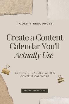 a white paper with the words create a content calendar you'll actually use