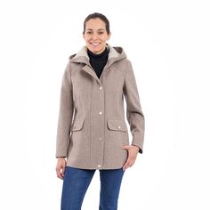 Button up in warmth and style with this Women's London Fog Front Zip Wool Anorak Jacket with Sherpa Hood. Click on this WOMEN'S GUIDE to find the perfect fit and more! Button up in warmth and style with this Women's London Fog Front Zip Wool Anorak Jacket with Sherpa Hood. Click on this WOMEN'S GUIDE to find the perfect fit and more! FEATURES Long sleeves Attached hood Snap & zipper closure Plain weave construction 2 functional pockets at front Anorak silhouette Sherpa inside hood for extra cozi Beige Hooded Outerwear With Buttons, Winter Outdoor Parka With Button Closure, Winter Outdoor Hooded Jacket With Button Closure, Fall Hooded Jacket With Button Closure For Outdoor, Fall Outdoor Hooded Jacket With Button Closure, Hooded Outerwear With Button Closure For Outdoor, Hooded Pea Coat With Pockets For Outdoor, Hooded Outerwear For Cold Weather With Buttons, Wool Anorak